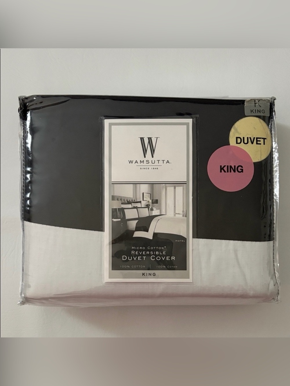 Wamsutta Bedding Duvet Cover 100% Cotton King Reversible Black White New